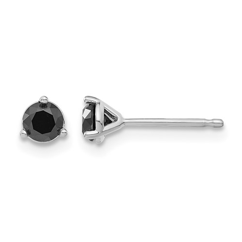 14K White Gold 0.50 Carat Black Diamond Stud Earrings