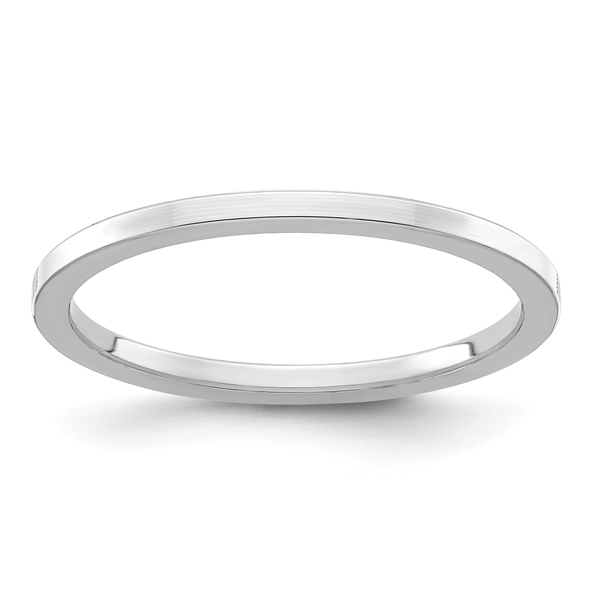 14K White Gold 1.2mm Flat Polished Stackable Band Size 7 (STK16-120W-7)