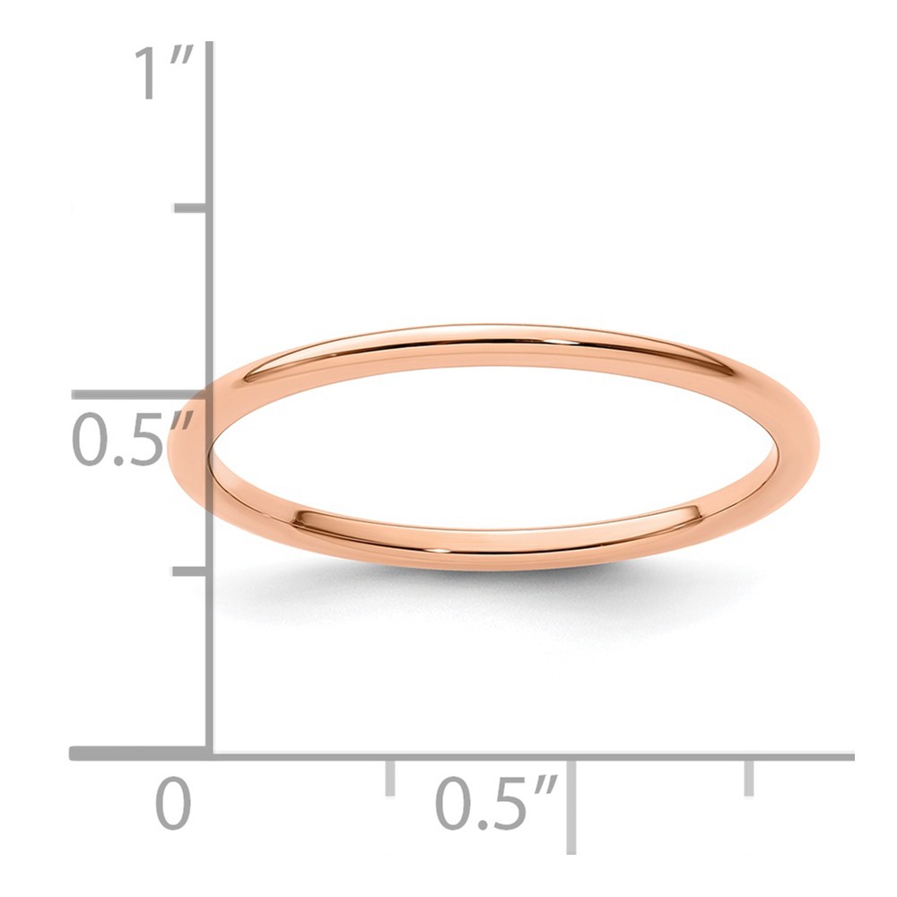 14K Rose Gold 1.2mm Half Round Polished Stackable Band Size 4.5 (STK17-120R-4.5)