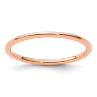 14K Rose Gold 1.2mm Half Round Polished Stackable Band view 1