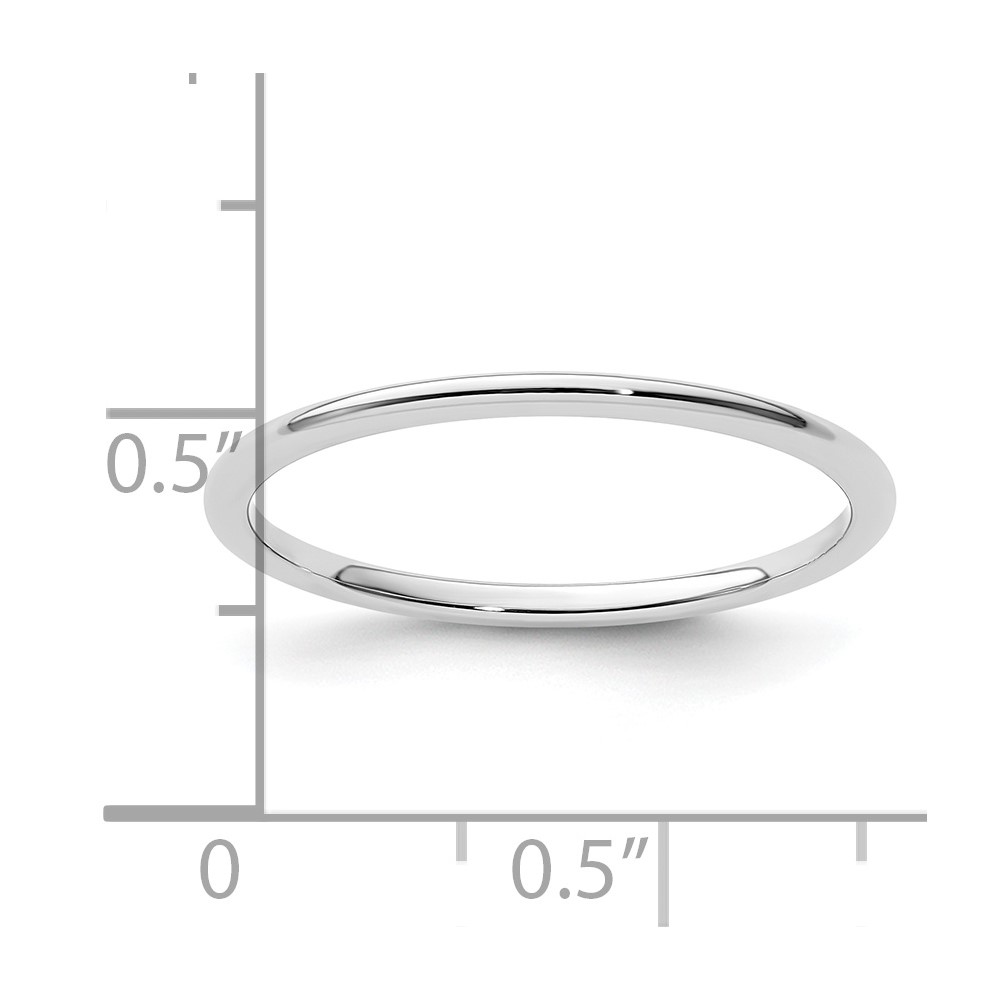 14K White Gold 1.2mm Half Round Polished Stackable Band Size 7 (STK17-120W-7)