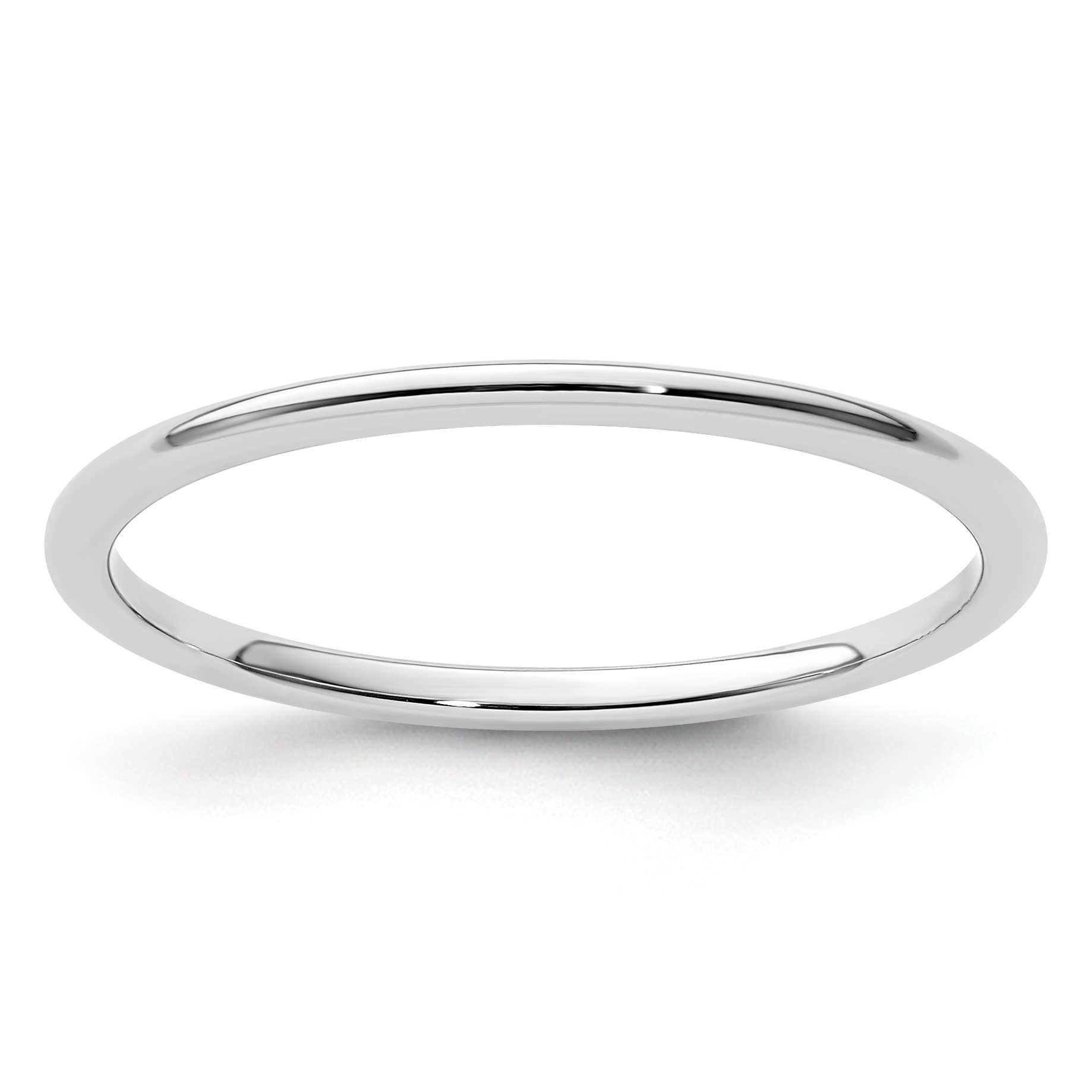 14K White Gold 1.2mm Half Round Polished Stackable Band Size 6 (STK17-120W-6)