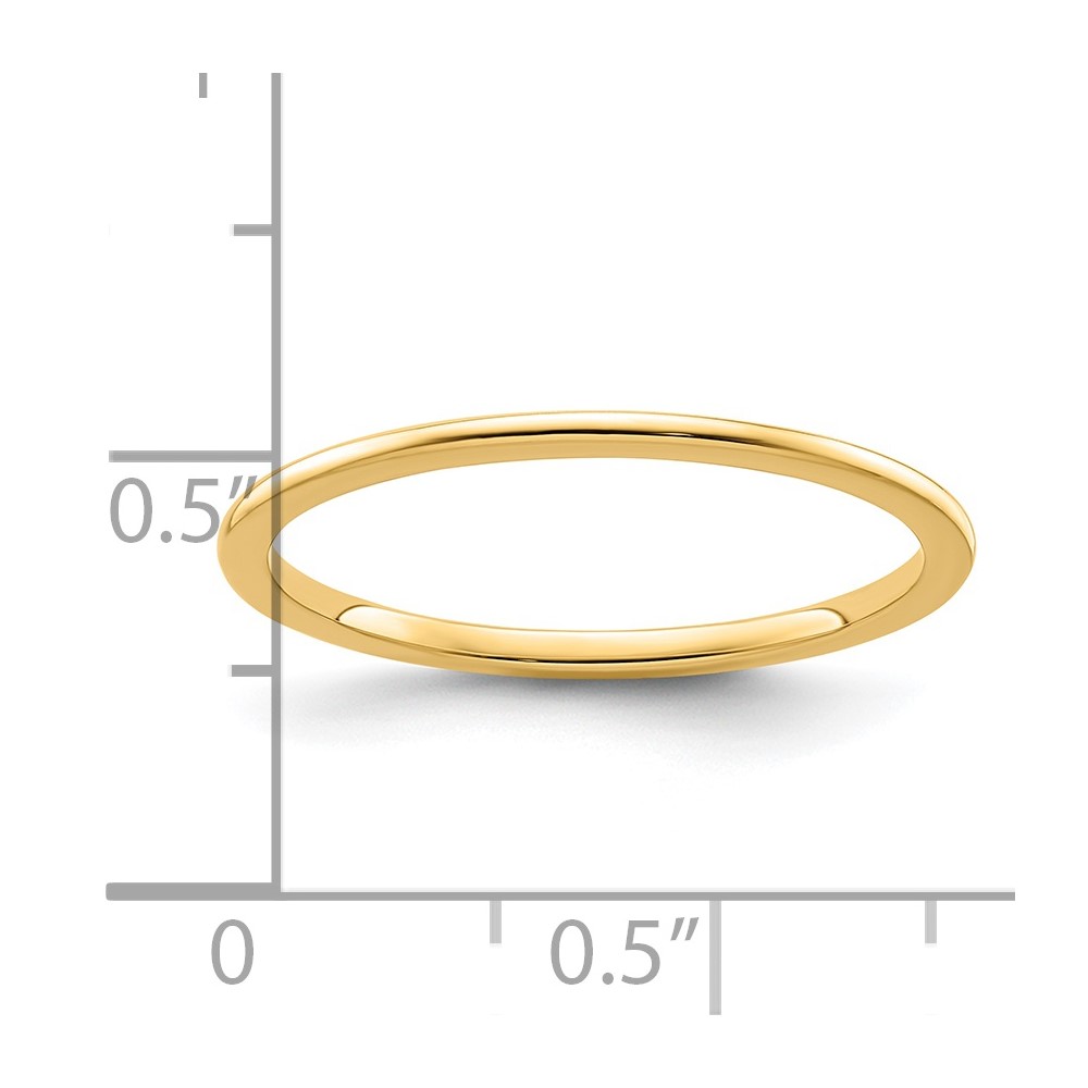 14K Yellow Gold 1.2mm Half Round Polished Stackable Band Size 5.5 (STK17-120Y-5.5)