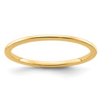 14K Yellow Gold 1.2mm Half Round Polished Stackable Band view 1
