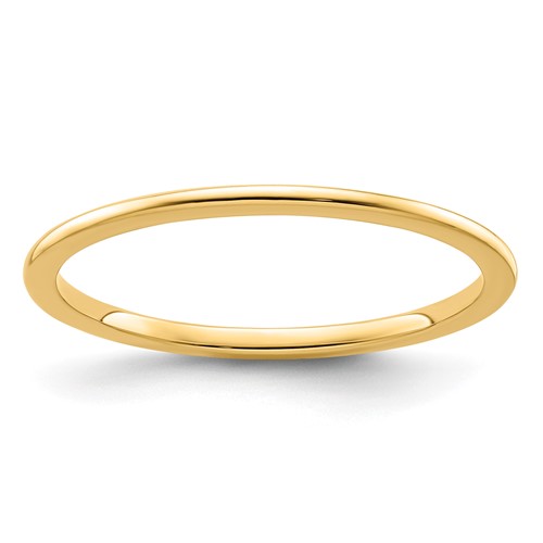 14K Yellow Gold 1.2mm Half Round Polished Stackable Band, Size 4