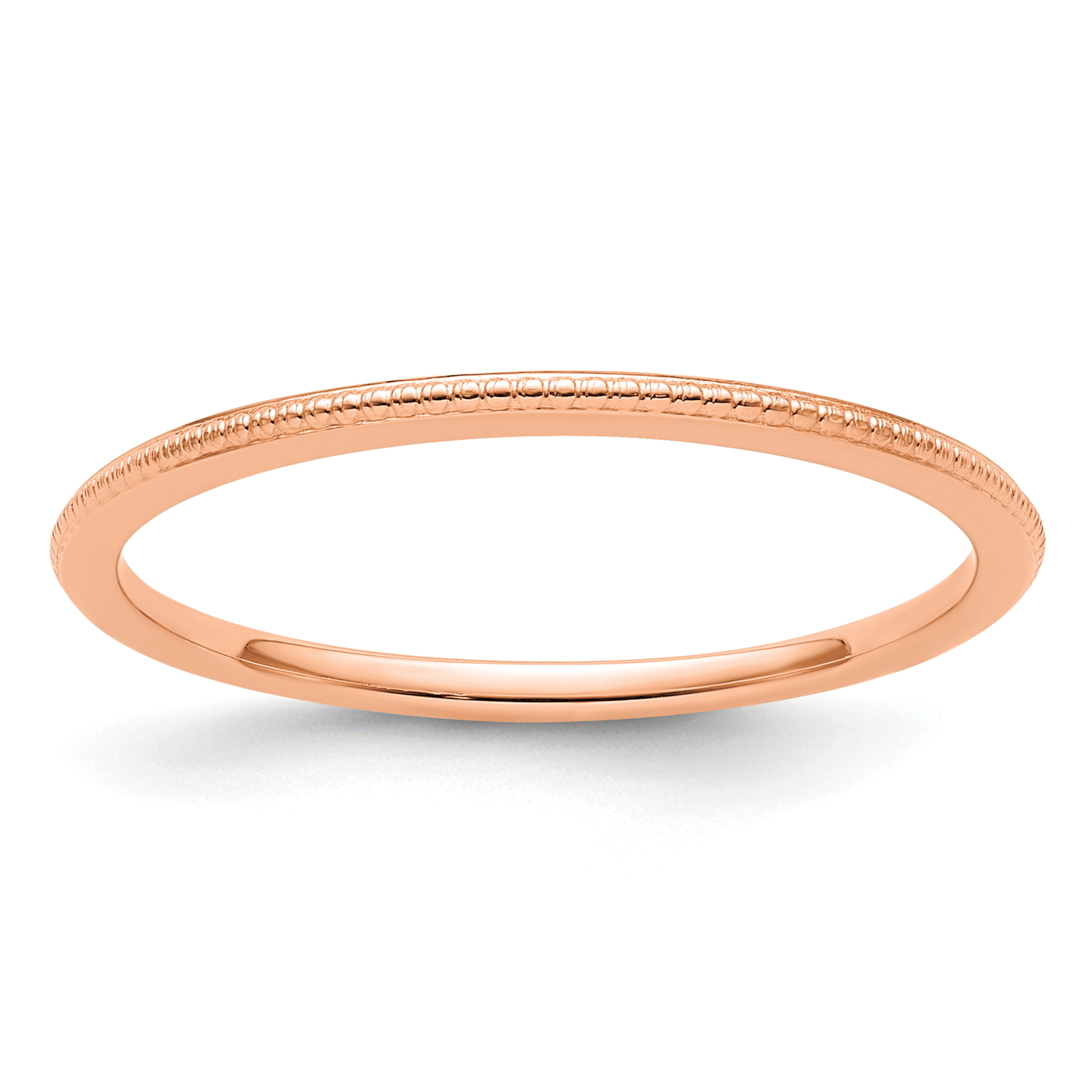 14K Rose Gold 1.2mm Beaded Stackable Band Size 5 (STK18-120R-5)