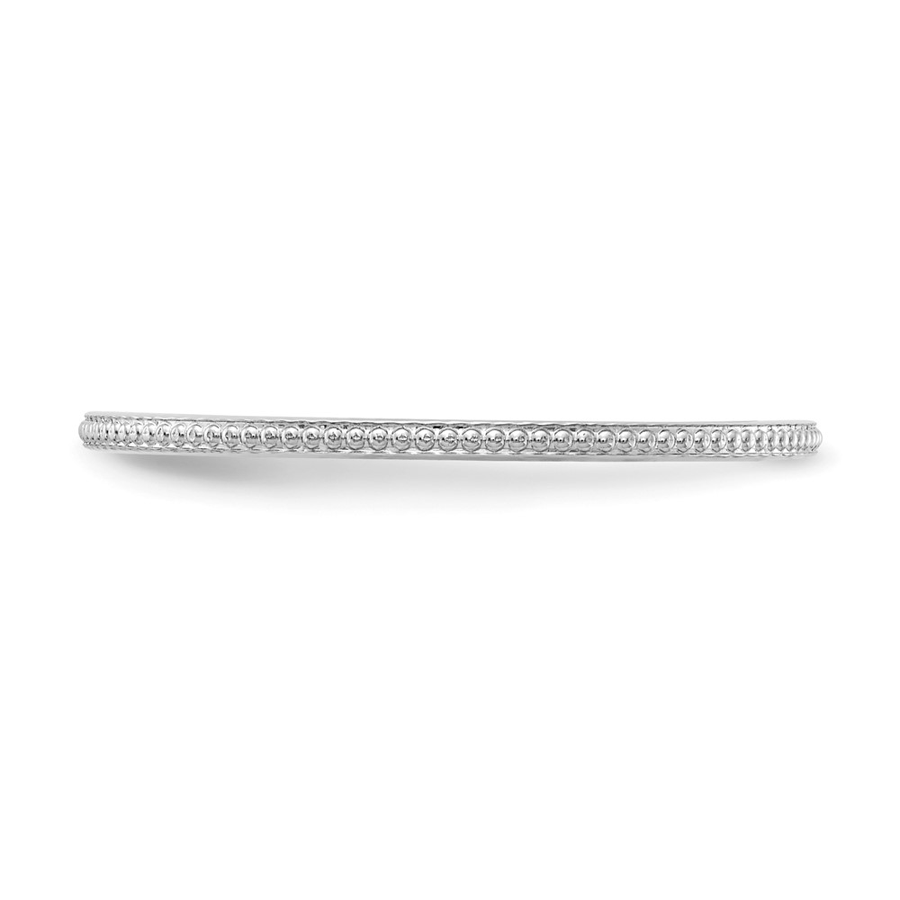 14K White Gold 1.2mm Beaded Stackable Band Size 5 (STK18-120W-5)