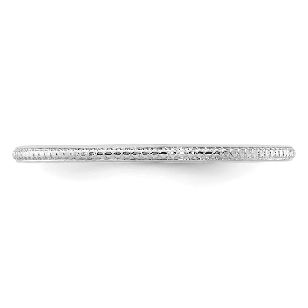 14K White Gold 1.2mm Beaded Stackable Band Size 5 (STK18-120W-5)