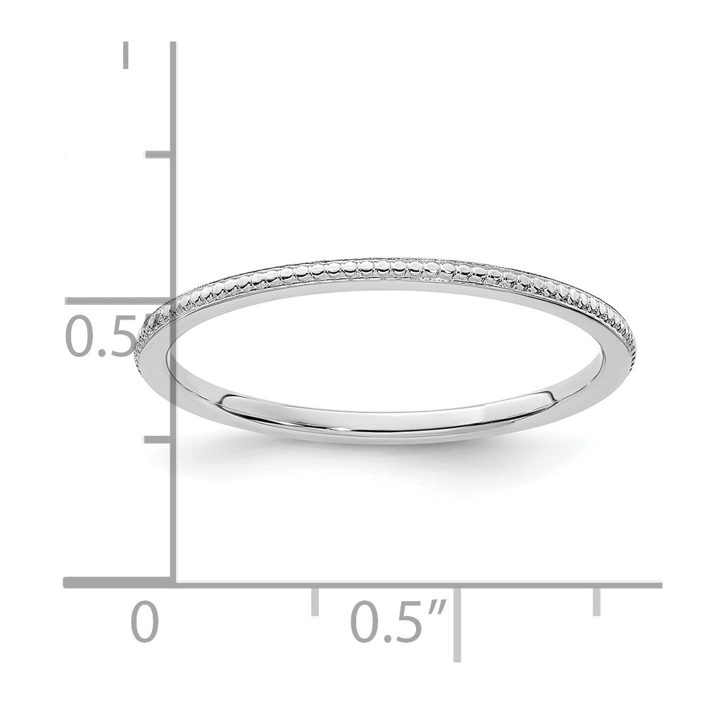 14K White Gold 1.2mm Beaded Stackable Band Size 5 (STK18-120W-5)