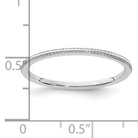 14K White Gold 1.2mm Beaded Stackable Band view 5