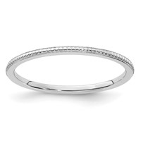 14K White Gold 1.2mm Beaded Stackable Band view 1