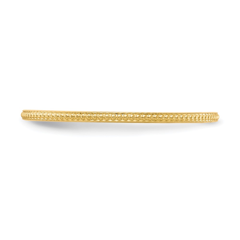 14K Yellow Gold 1.2mm Beaded Stackable Band Size 7.5 (STK18-120Y-7.5)