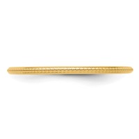 14K Yellow Gold 1.2mm Beaded Stackable Band view 4