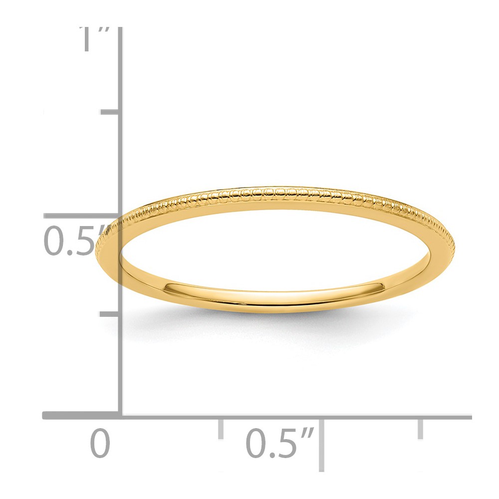 14K Yellow Gold 1.2mm Beaded Stackable Band Size 7.5 (STK18-120Y-7.5)