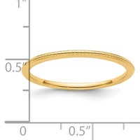 14K Yellow Gold 1.2mm Beaded Stackable Band view 5