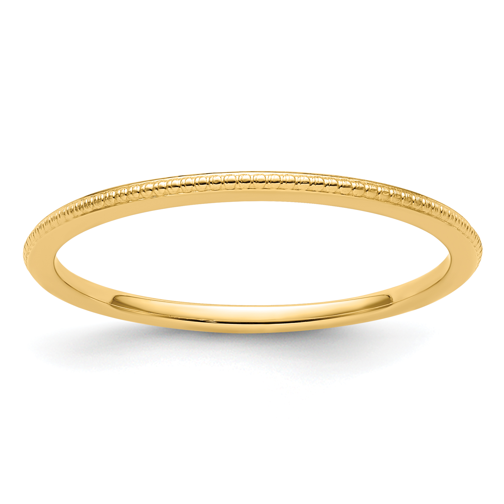 14K Yellow Gold 1.2mm Beaded Stackable Band Size 7 (STK18-120Y-7)
