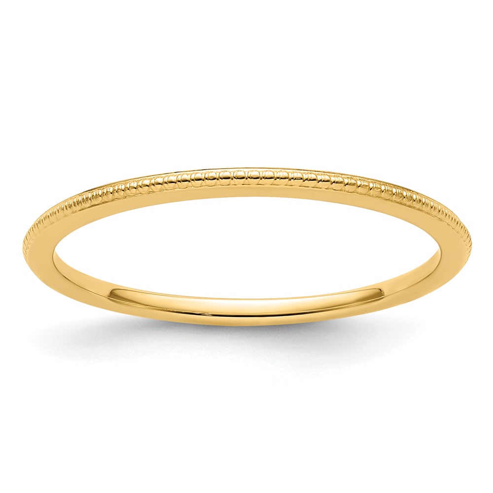 14K Yellow Gold 1.2mm Beaded Stackable Band Size 7 (STK18-120Y-7)