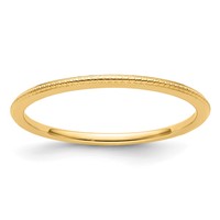 14K Yellow Gold 1.2mm Beaded Stackable Band view 1