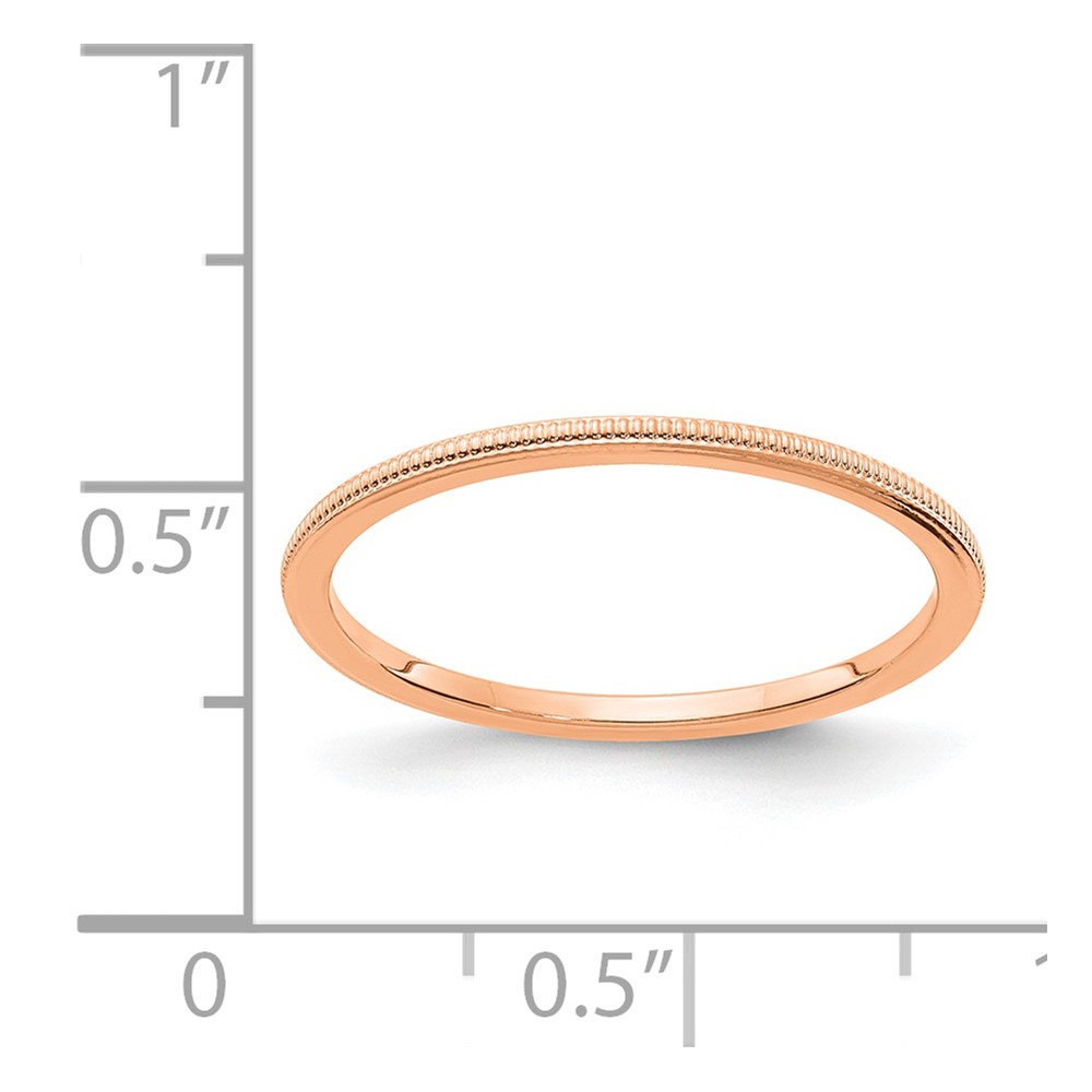 14K Rose Gold 1.2mm Milgrain Stackable Band Size 10 (STK19-120R-10)