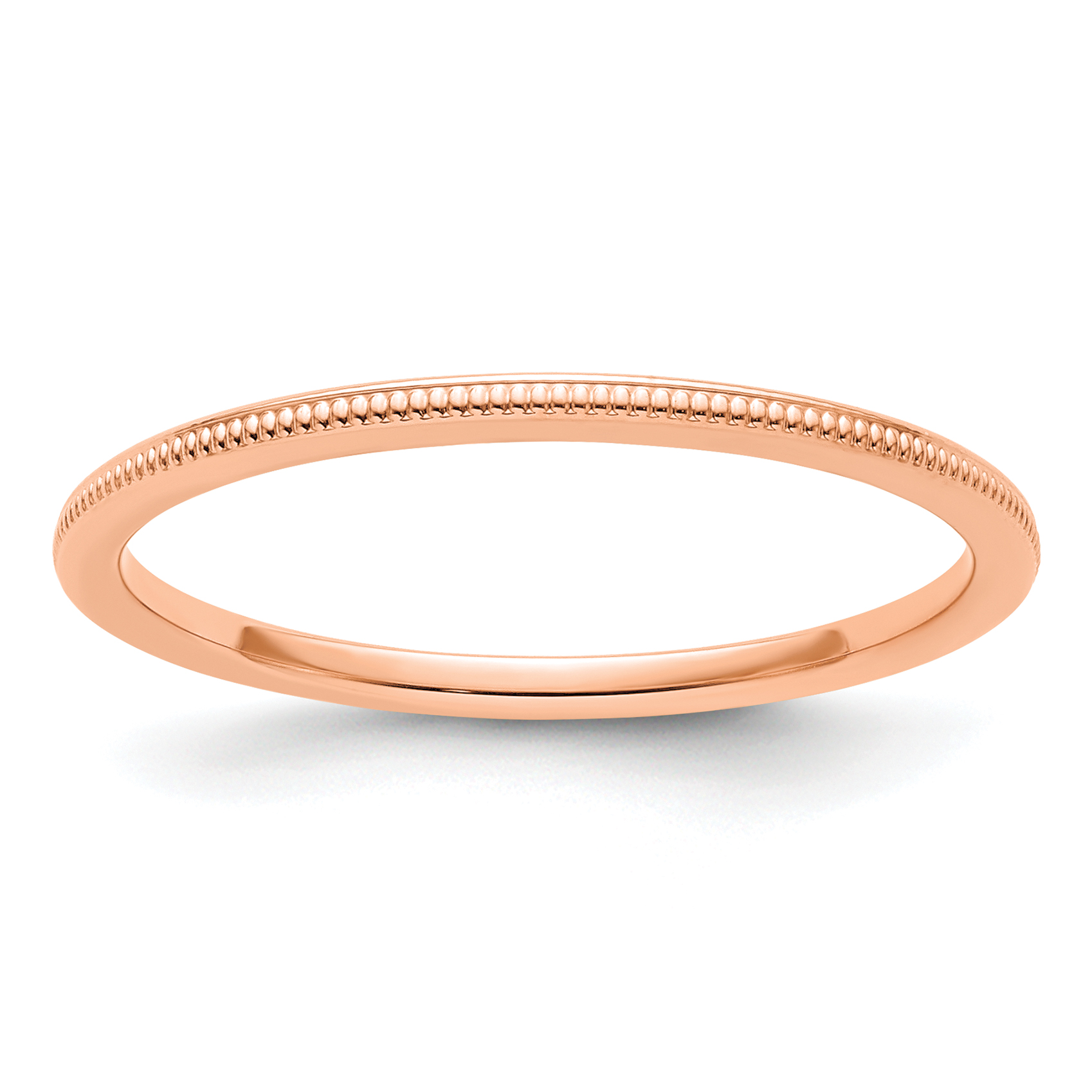 14K Rose Gold 1.2mm Milgrain Stackable Band Size 10 (STK19-120R-10)