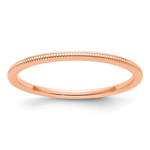 14K Rose Gold 1.2mm Milgrain Stackable Band Size 7.5