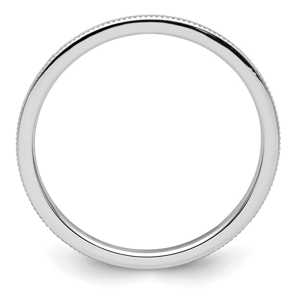 14K White Gold 1.2mm Milgrain Stackable Band Size 5 (STK19-120W-5)