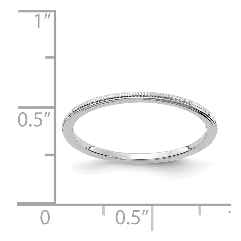 14K White Gold 1.2mm Milgrain Stackable Band Size 5 (STK19-120W-5)