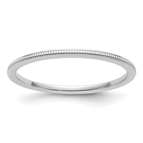 14K White Gold 1.2mm Milgrain Stackable Band Size 5.5