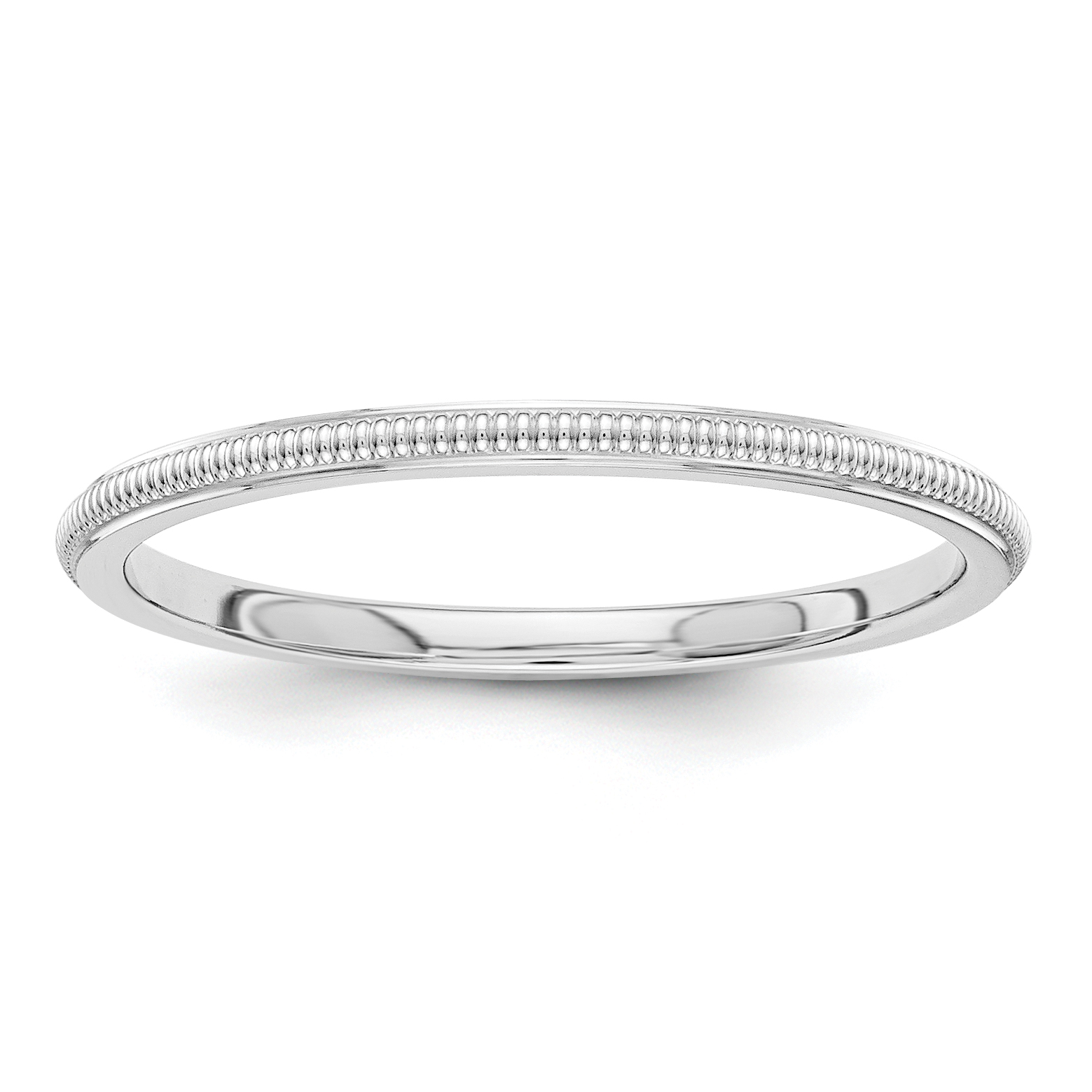 14k White Gold 1.5mm Milgrain Stackable Band Size 5.5 (STK2-5.5)