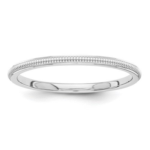 10K White Gold 1.5mm Milgrain Stackable Band, Size 4