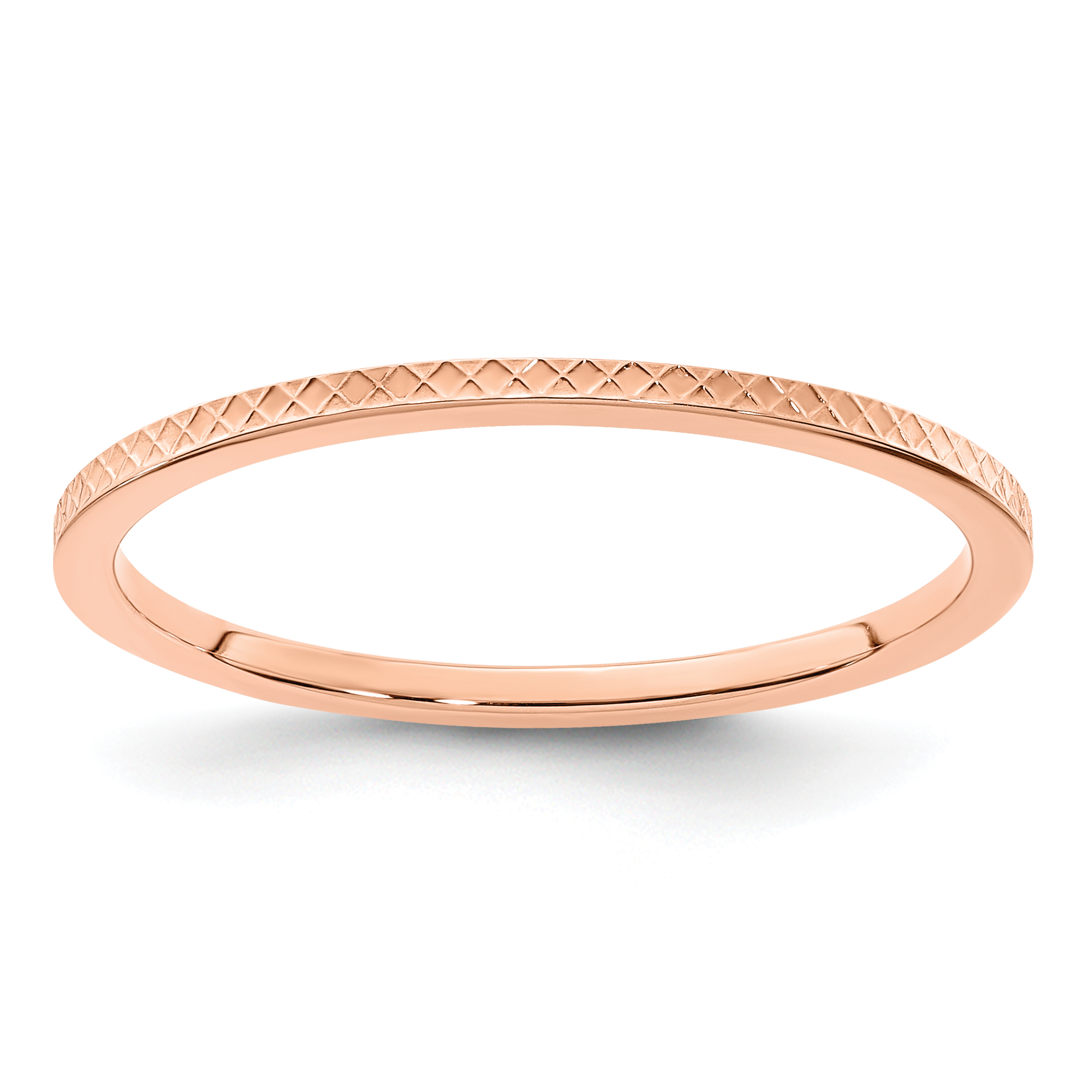 14K Rose Gold 1.2mm Criss-Cross Pattern Stackable Band Size 10 (STK20-120R-10)