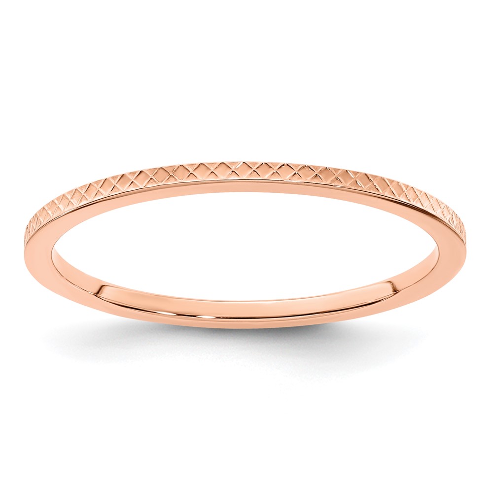 14K Rose Gold 1.2mm Criss-Cross Pattern Stackable Band Size 10 (STK20-120R-10)