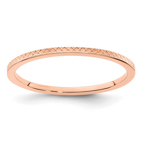14K Rose Gold 1.2mm Criss-Cross Pattern Stackable Band