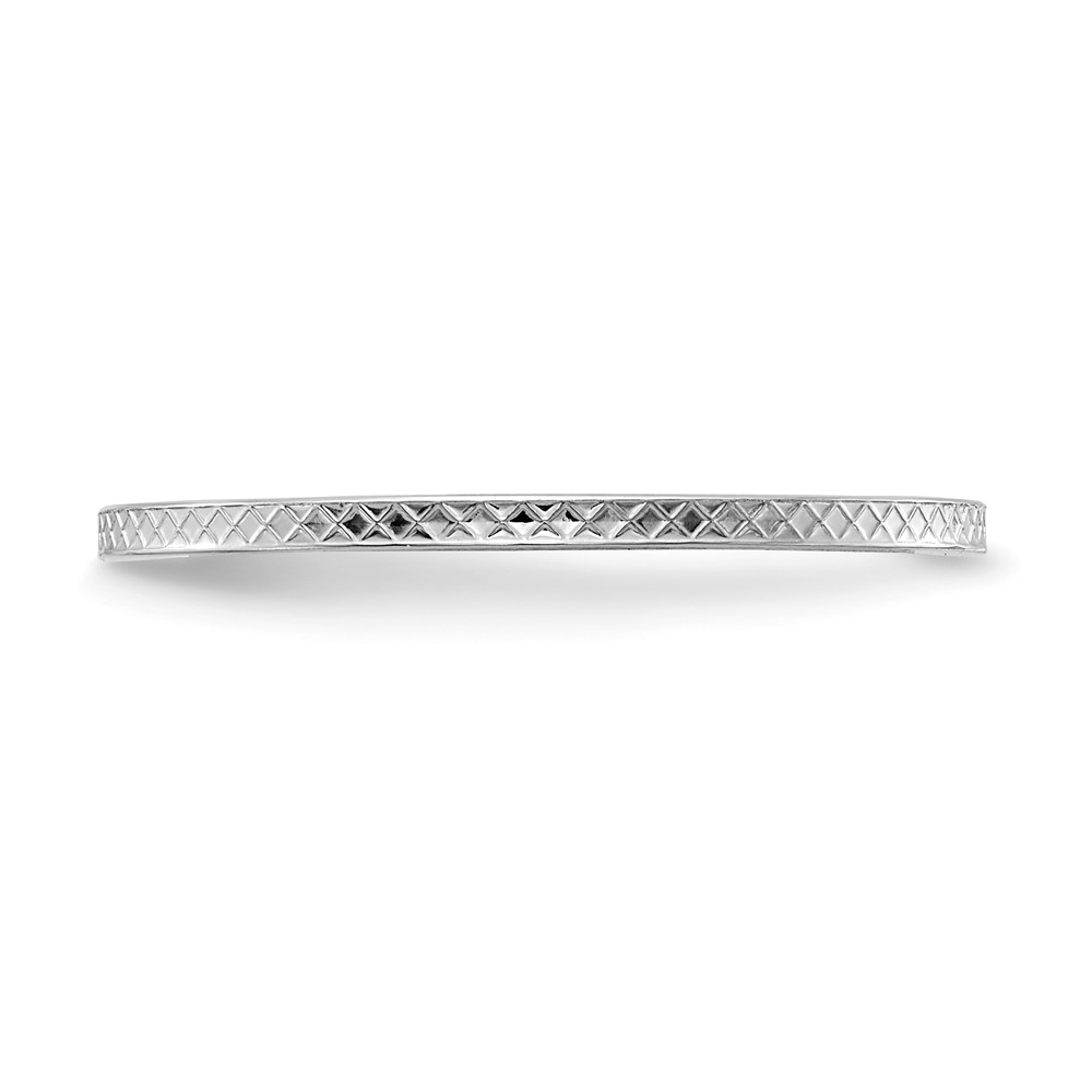 14K White Gold 1.2mm Criss-Cross Pattern Stackable Band Size 4 (STK20-120W-4)