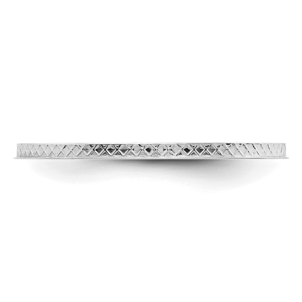 14K White Gold 1.2mm Criss-Cross Pattern Stackable Band Size 4 (STK20-120W-4)