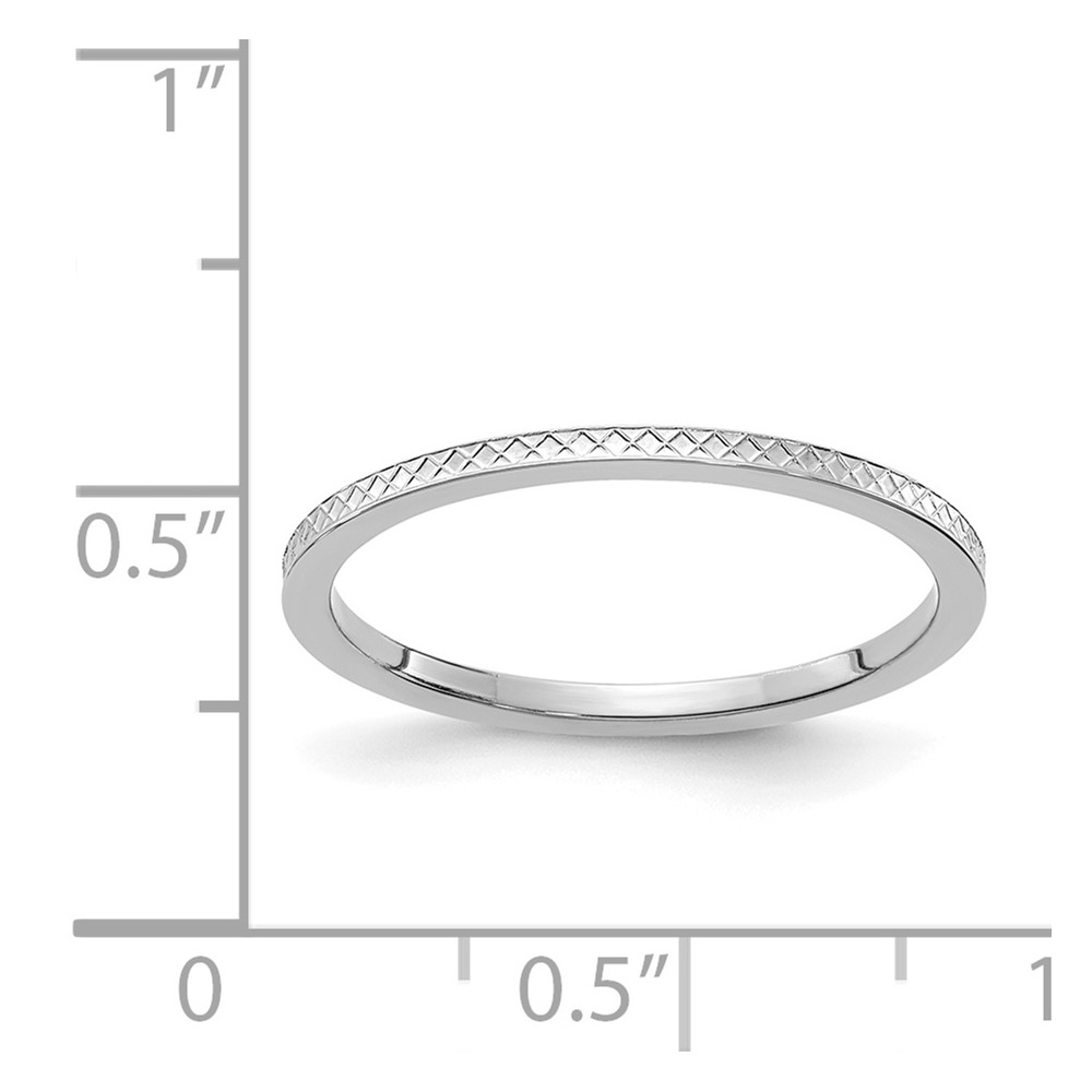 14K White Gold 1.2mm Criss-Cross Pattern Stackable Band Size 4 (STK20-120W-4)