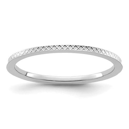 14K White Gold 1.2mm Criss-Cross Pattern Stackable Band Size 6