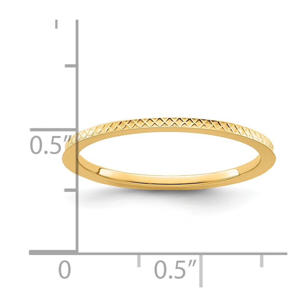 14K Yellow Gold 1.2mm Criss-Cross Pattern Stackable Band Size 8 (STK20-120Y-8)