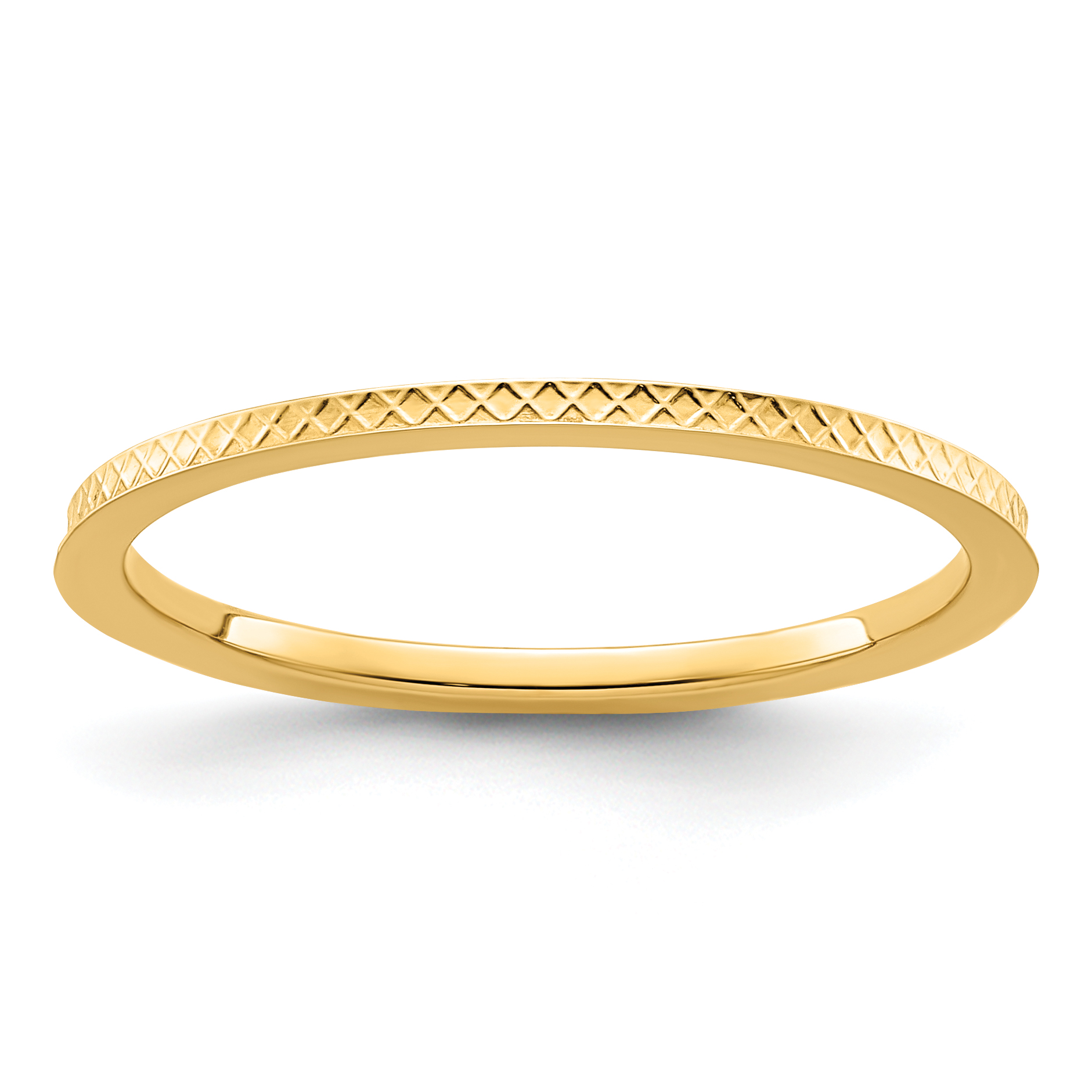 14K Yellow Gold 1.2mm Criss-Cross Pattern Stackable Band Size 6 (STK20-120Y-6)