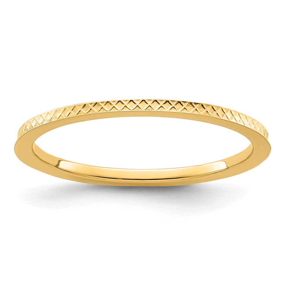 14K Yellow Gold 1.2mm Criss-Cross Pattern Stackable Band Size 6 (STK20-120Y-6)