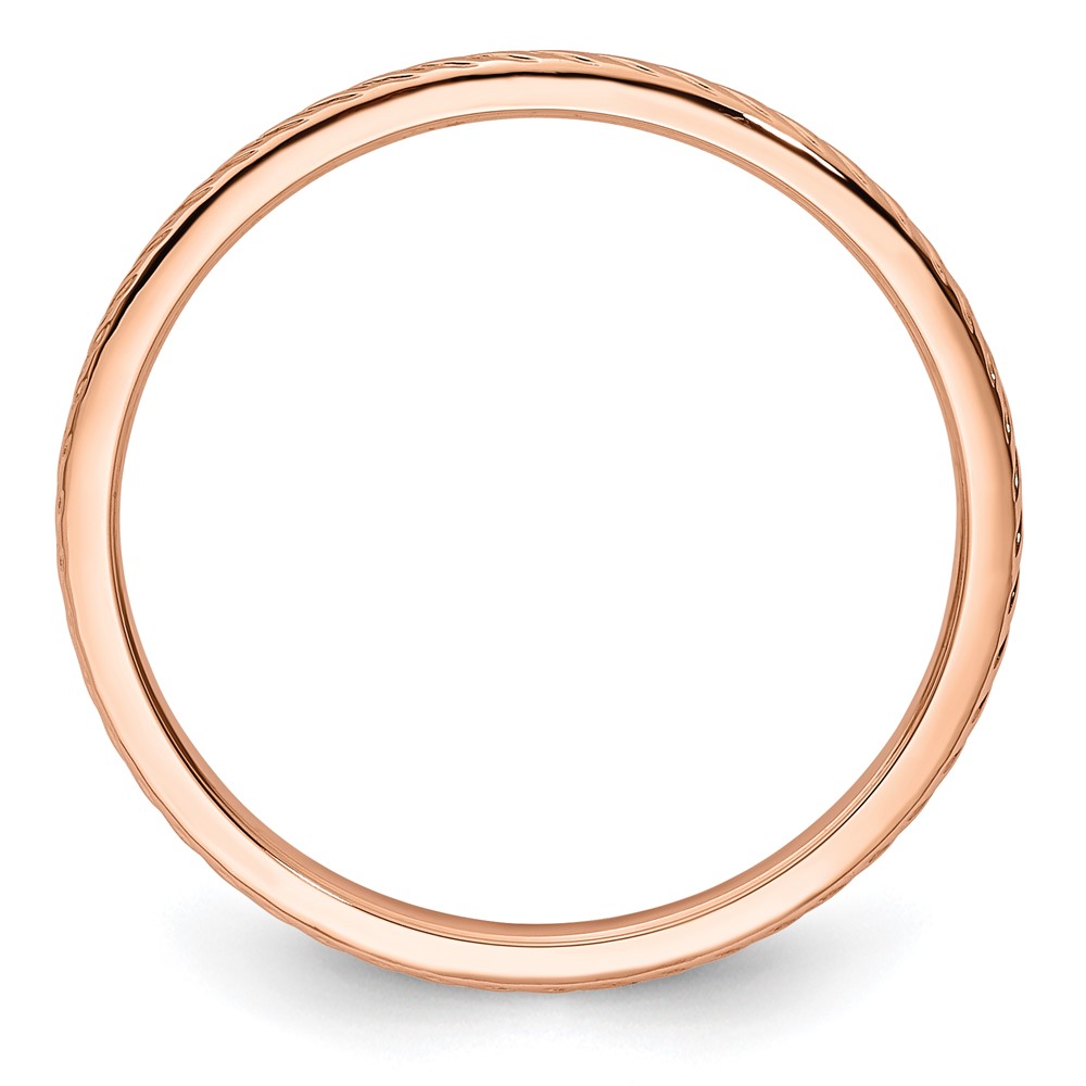 14K Rose Gold 1.2mm Twisted Wire Pattern Stackable Band Size 10 (STK22-120R-10)