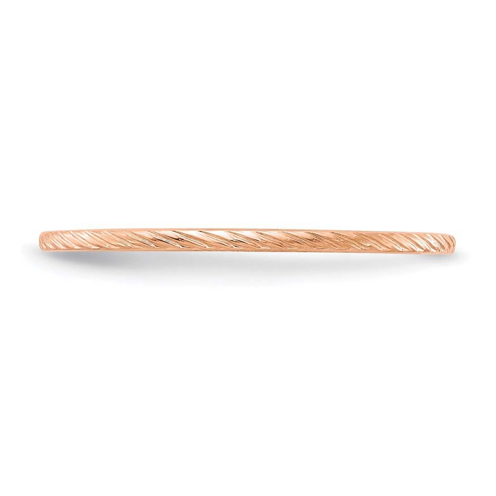 14K Rose Gold 1.2mm Twisted Wire Pattern Stackable Band Size 10 (STK22-120R-10)