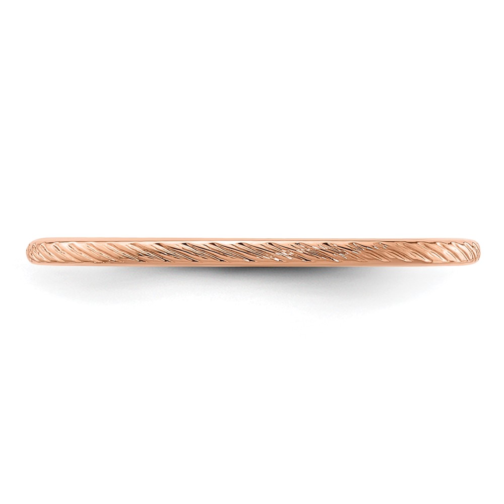 14K Rose Gold 1.2mm Twisted Wire Pattern Stackable Band Size 10 (STK22-120R-10)