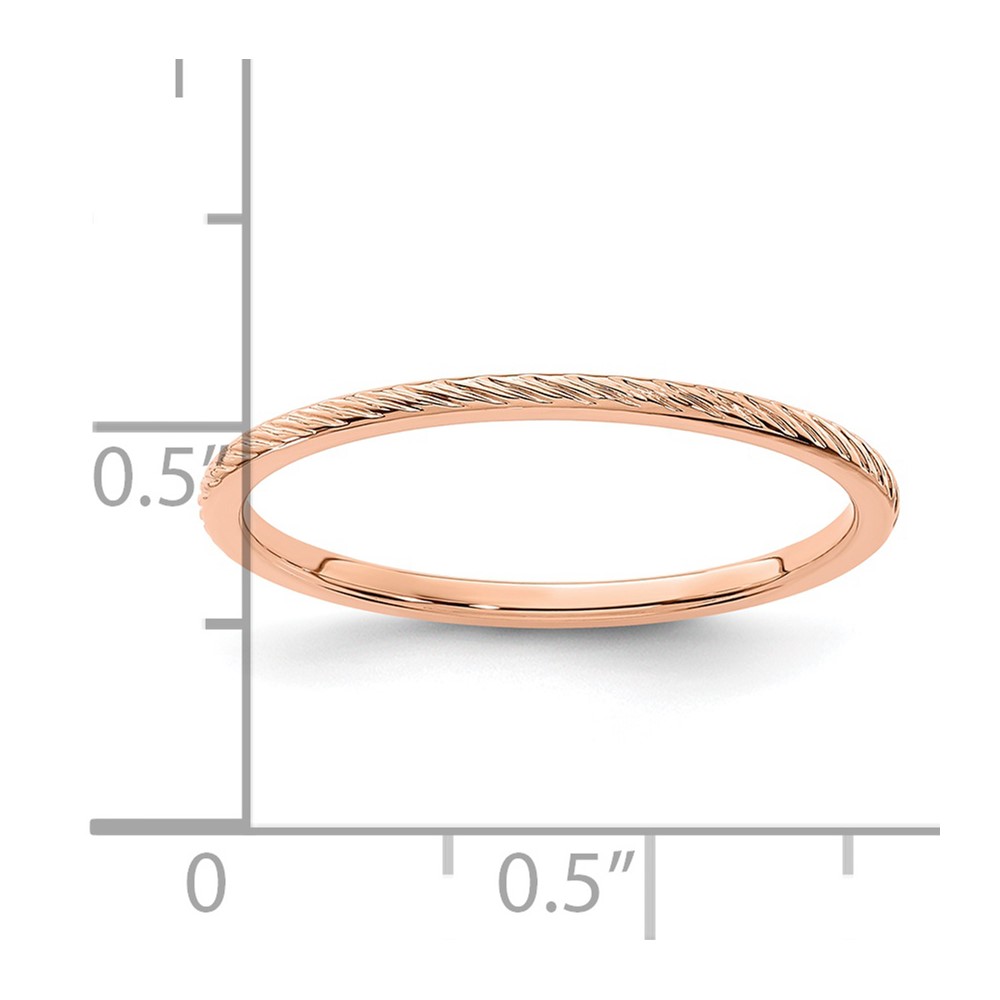 14K Rose Gold 1.2mm Twisted Wire Pattern Stackable Band Size 10 (STK22-120R-10)