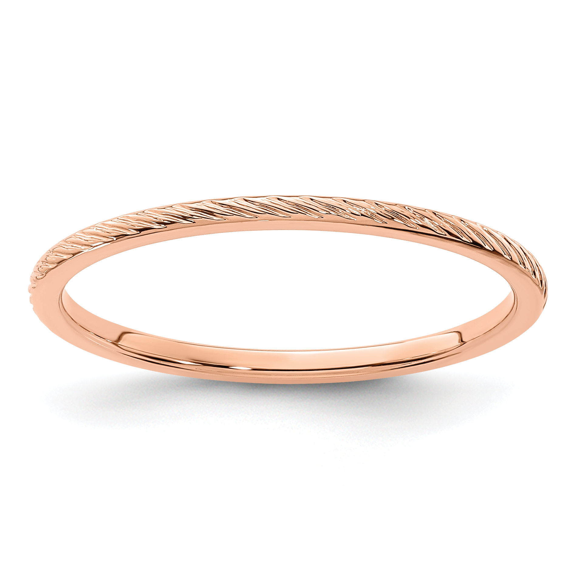 14K Rose Gold 1.2mm Twisted Wire Pattern Stackable Band Size 10 (STK22-120R-10)