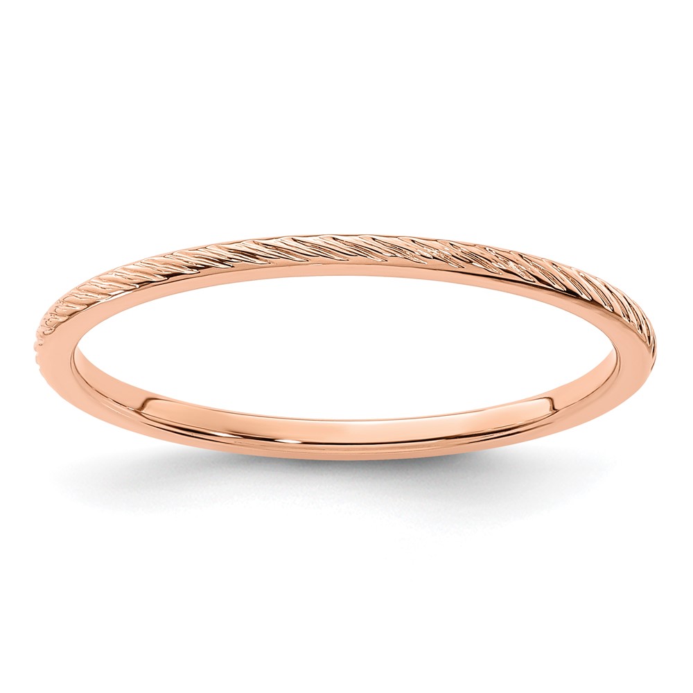 14K Rose Gold 1.2mm Twisted Wire Pattern Stackable Band Size 10 (STK22-120R-10)