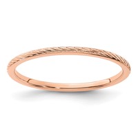 14K Rose Gold 1.2mm Twisted Wire Pattern Stackable Band - Size 5 view 1