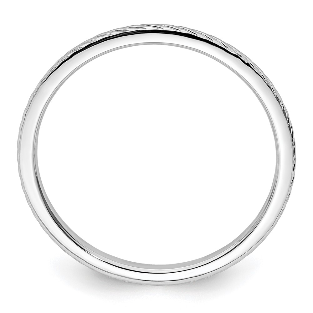 14K White Gold 1.2mm Twisted Wire Pattern Stackable Band Size 10 (STK22-120W-10)