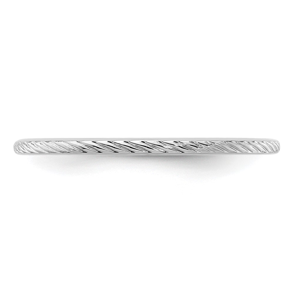 14K White Gold 1.2mm Twisted Wire Pattern Stackable Band Size 10 (STK22-120W-10)