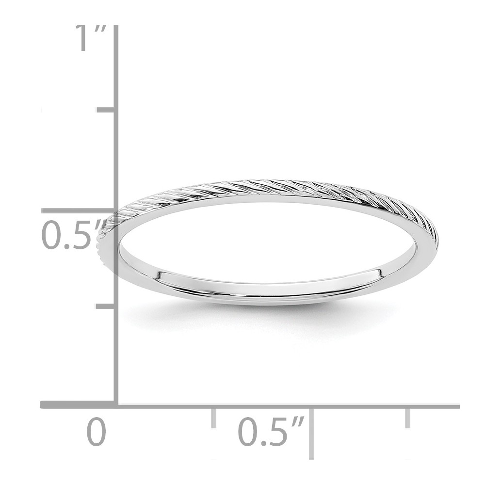 14K White Gold 1.2mm Twisted Wire Pattern Stackable Band Size 10 (STK22-120W-10)